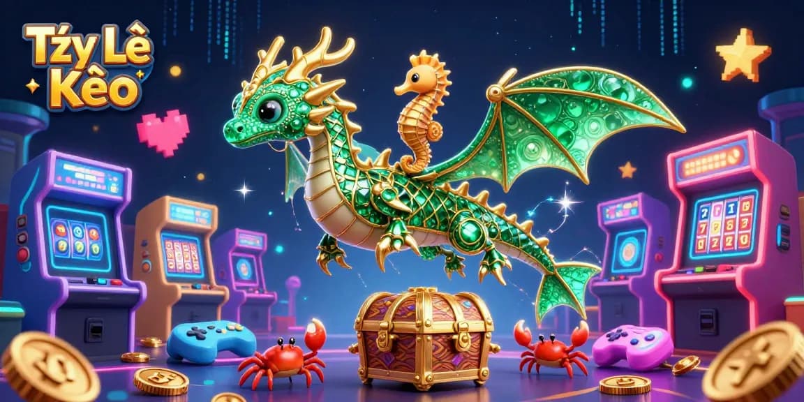 Tỷ Lệ Kèo showcases an enchanting sea dragon amidst game machines, blending gaming and casino excitement.