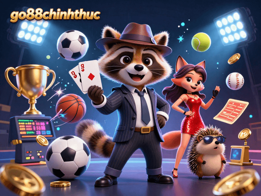 Experience go88chinhthuc with an exciting royal flush in a vibrant casino scene filled with dynamic sports betting elements.
