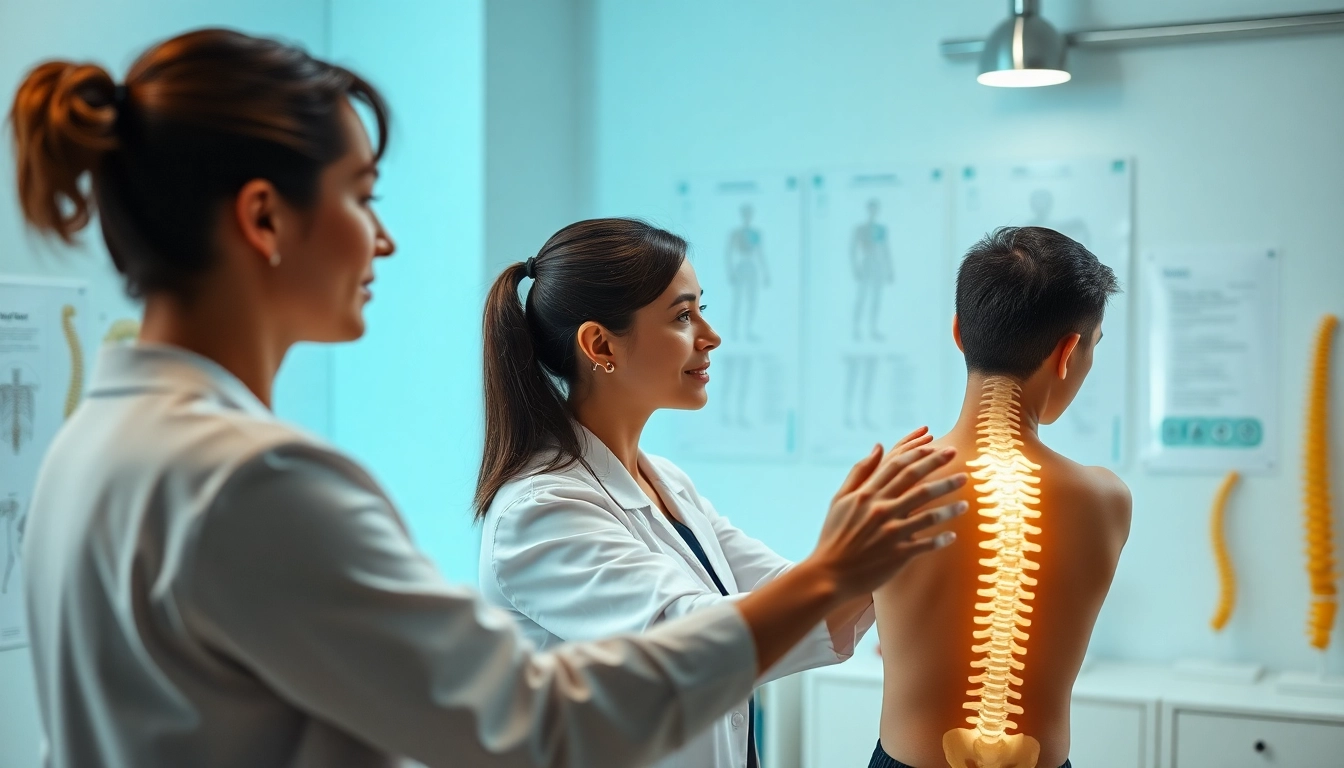 Health professional demonstrating techniques for chronic low back pain relief.