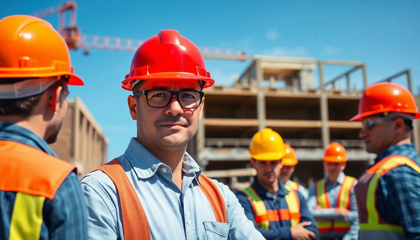New Jersey Commercial General Contractor supervising a vibrant construction site with collaborative workers.