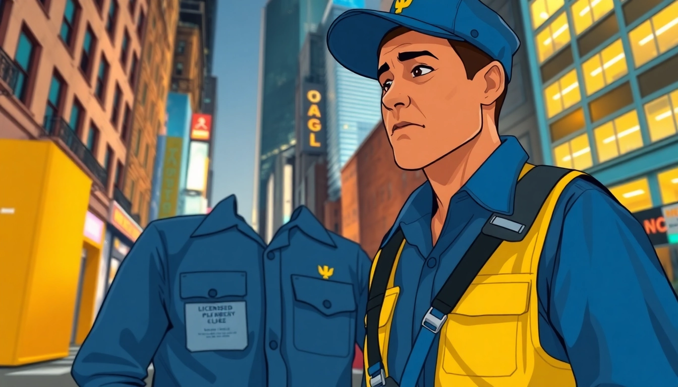Emergency plumbing help for sewer backup in NYC, featuring a licensed plumber assisting a homeowner in distress.