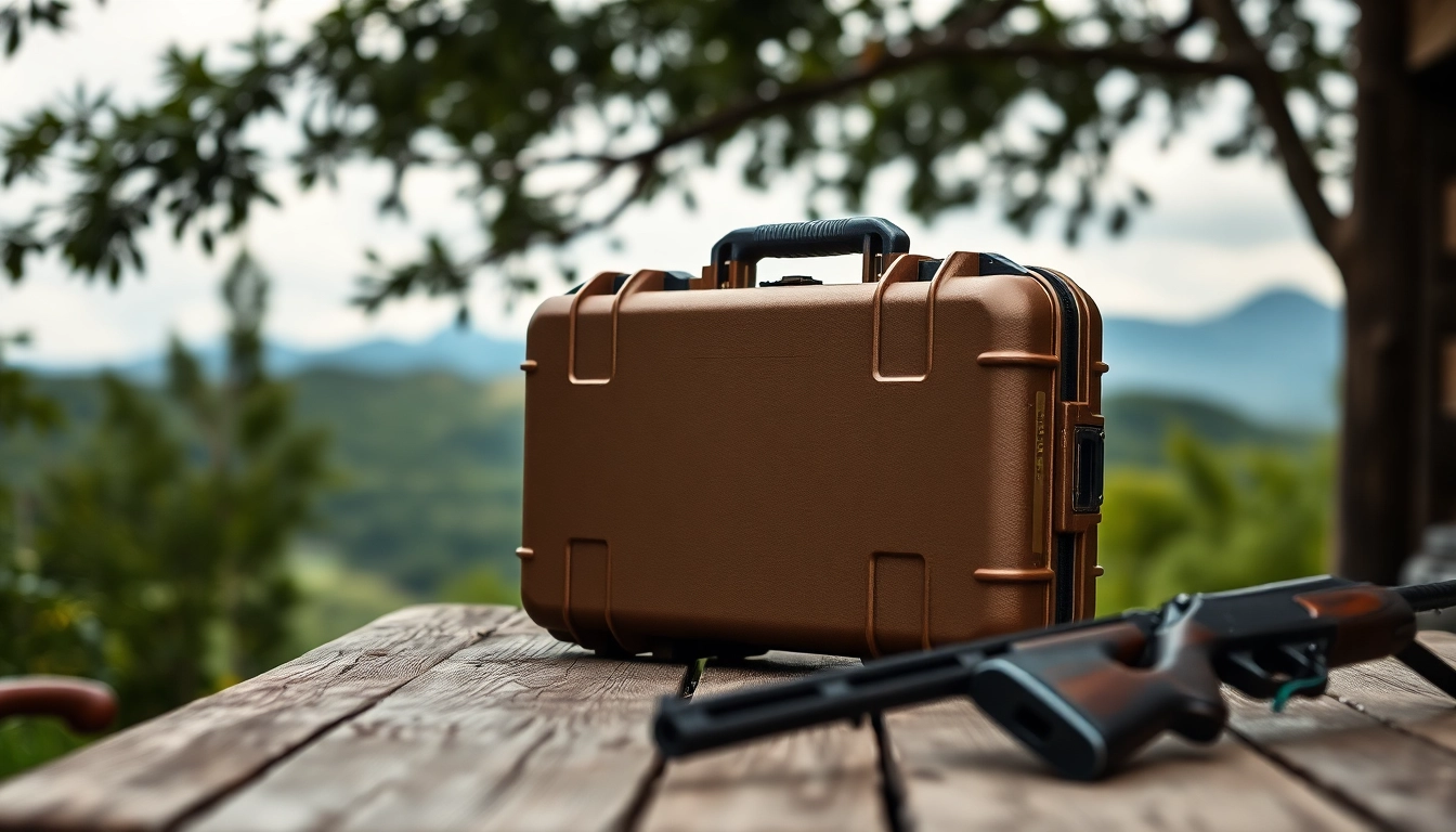 Explore the features of a pelican gun case for sale surrounded by a natural setting.