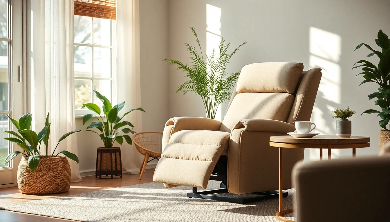 Comfortable sleeper lift chair recliner providing relaxation in a cozy living room setting.