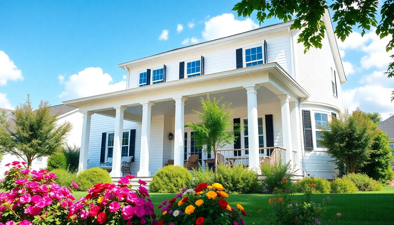 Stunning colonial home renovation showcasing elegant architecture, lush landscaping, and inviting atmosphere.