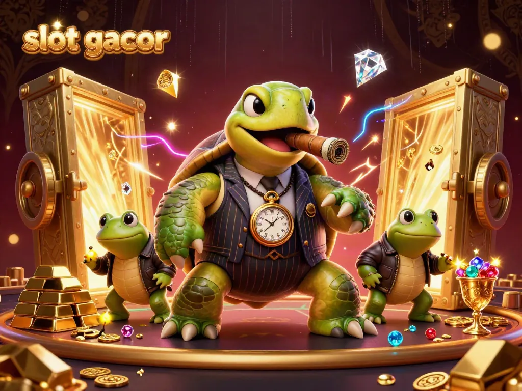 Permainan slot gacor yang menampilkan karakter unik dan elemen kasino yang menarik.
