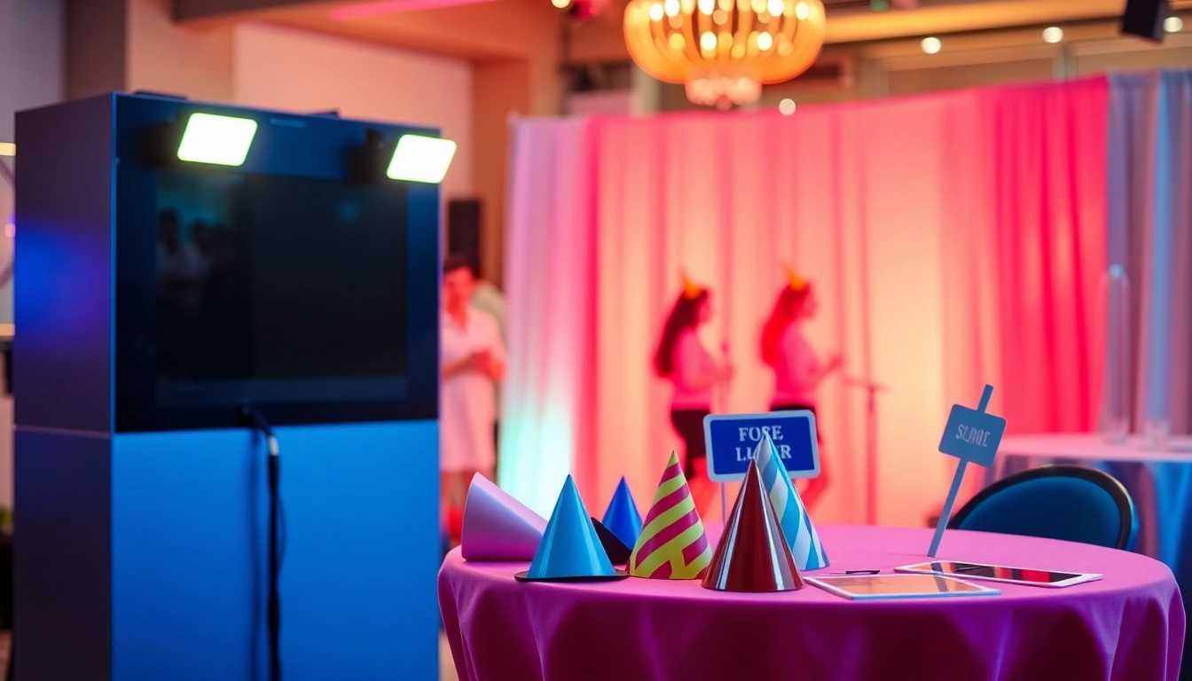 Capture joyful moments at your photo booth rental with vibrant props and eye-catching design.