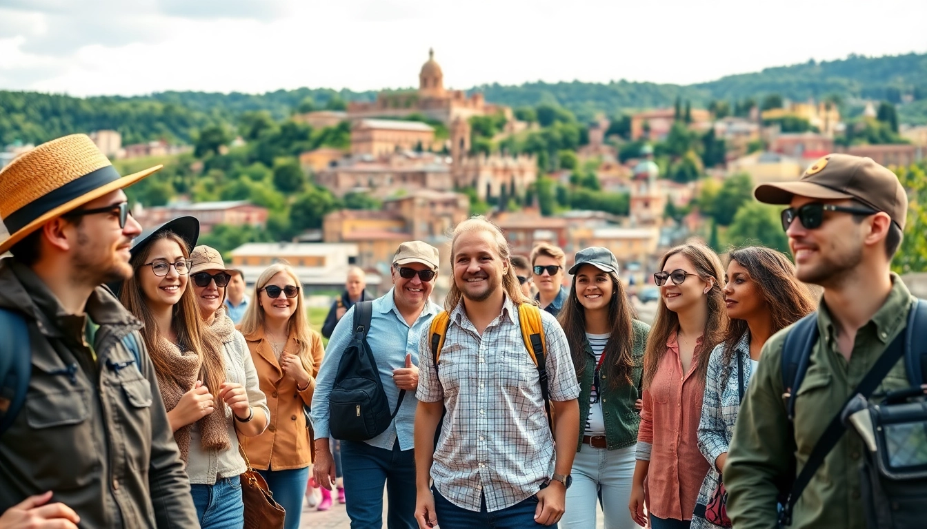 Experience Clarksburg tours as visitors explore vibrant historical landmarks in a scenic setting.