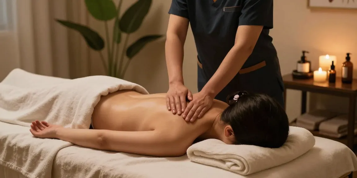안산출장안마 service with a professional therapist creating a calming atmosphere for relaxation