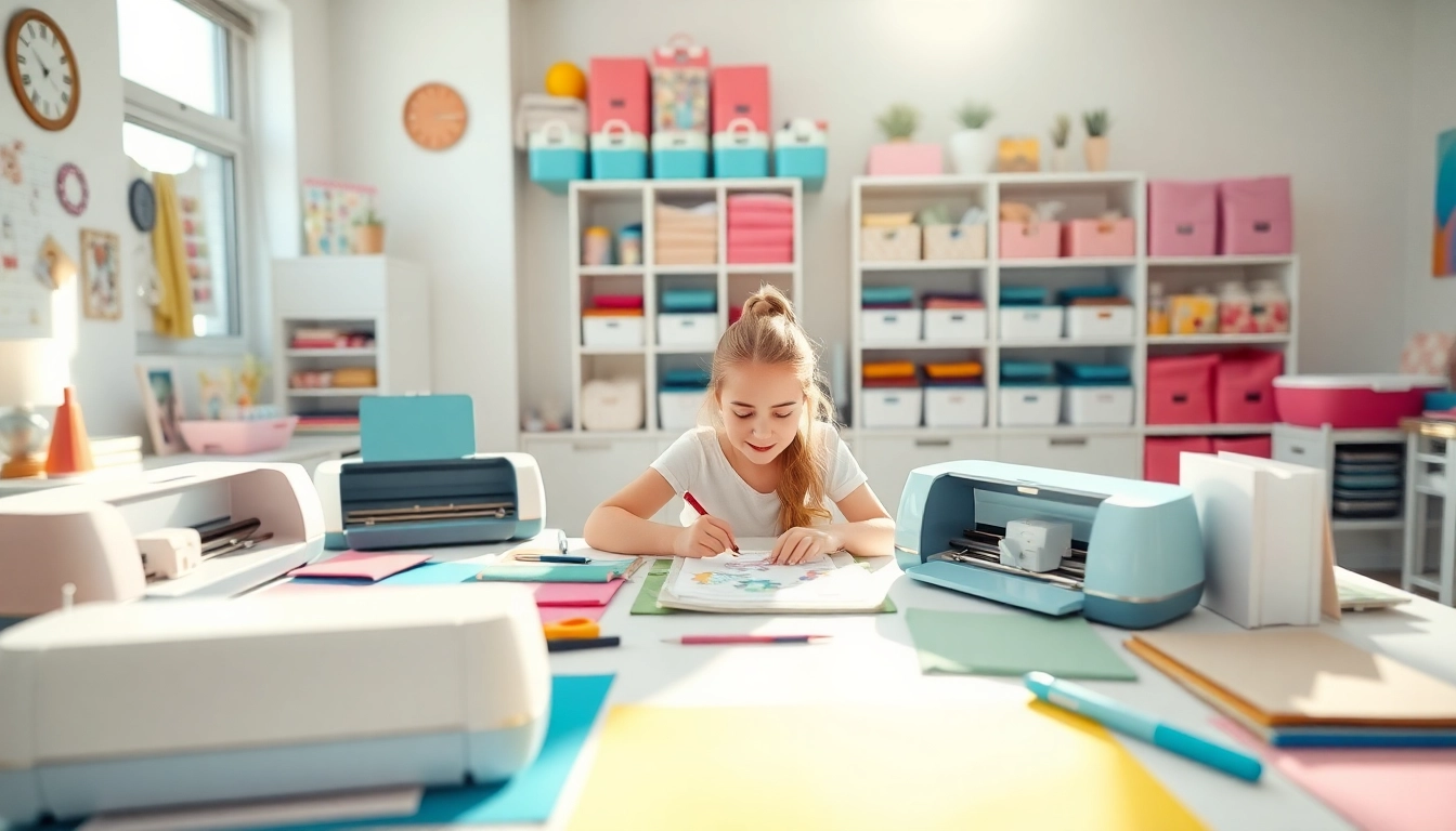 Cricut for beginners: Inspiring craft room with colorful supplies and a first project in progress.