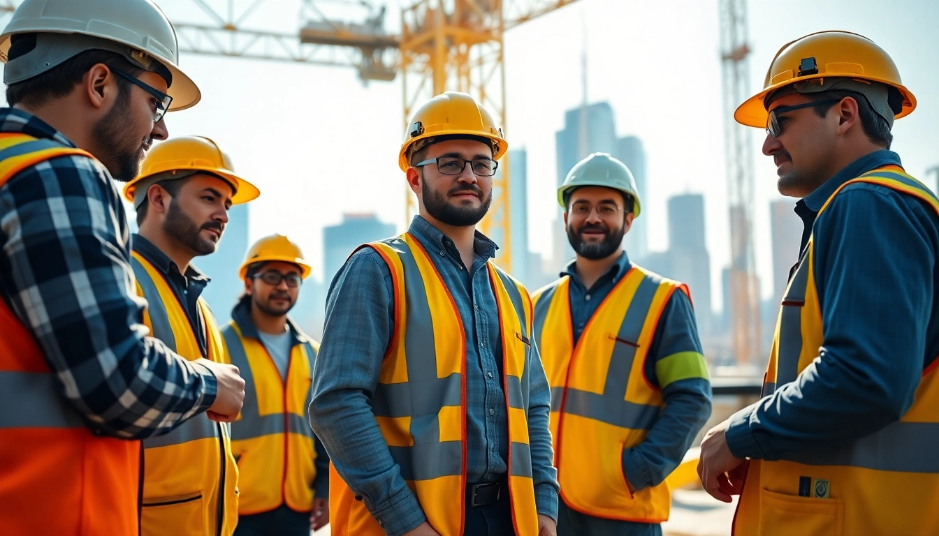 New York City General Contractor team collaborating on a construction project with iconic skyline.