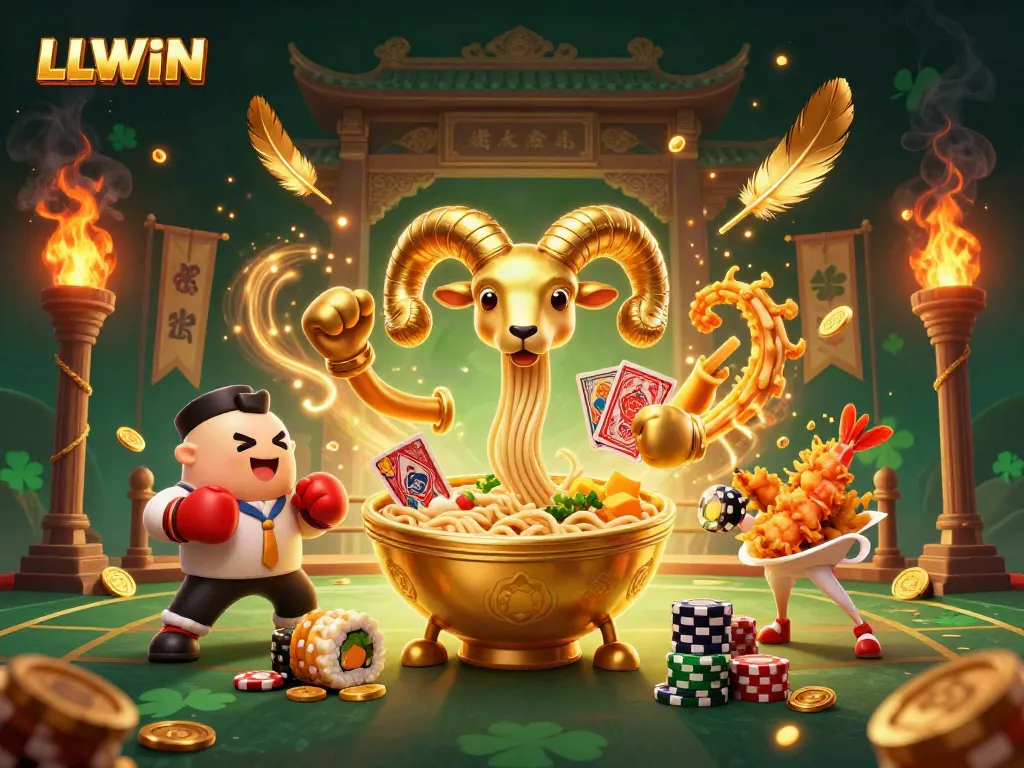 Experience the vibrant energy of LLWIN with a dynamic 3D casino scene featuring unique characters.