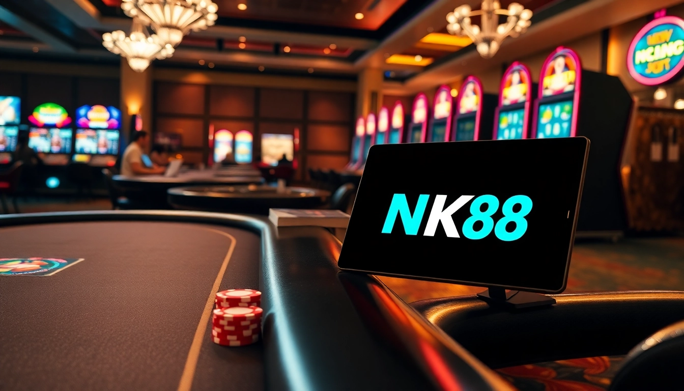 Experience the thrill of gambling with NK88's online casino excitement and vibrant gaming visuals.