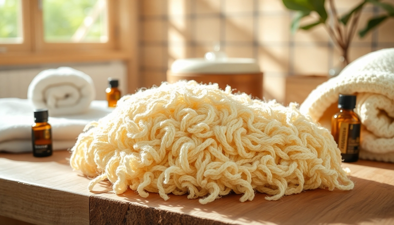 Discover the best back loofah surrounded by essential oils and towels, emphasizing relaxation.