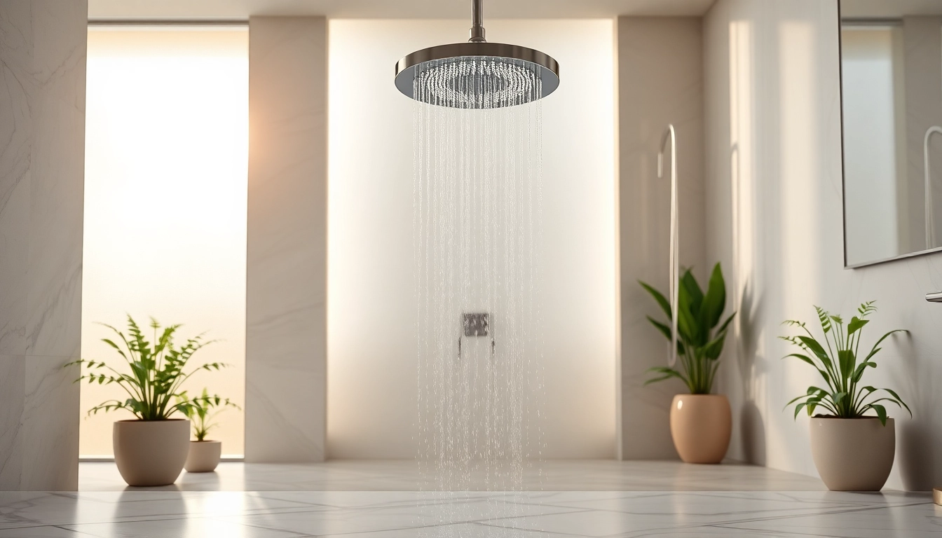 Transform your space with elegant showers au featuring luxury rainfall showers and serene bathroom decor.