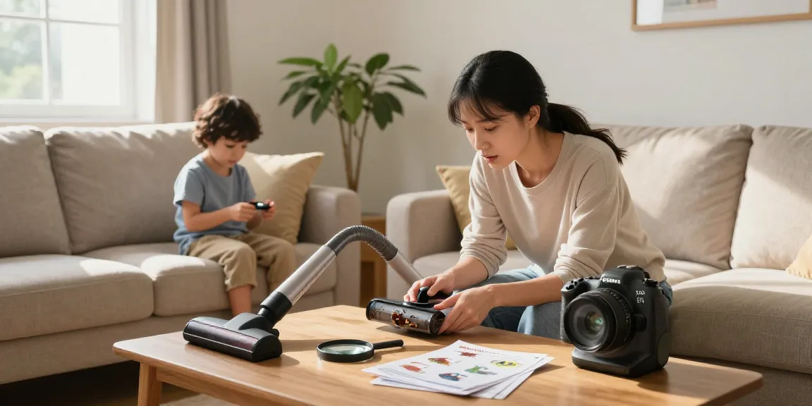 Family checking for bed bugs in living room, highlighting effective bed bug pest control methods with educational materials.