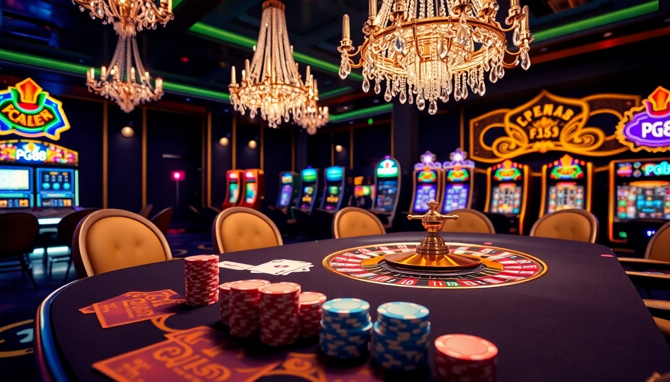 Experience the excitement of pg88 at a luxurious casino table with cards and chips.