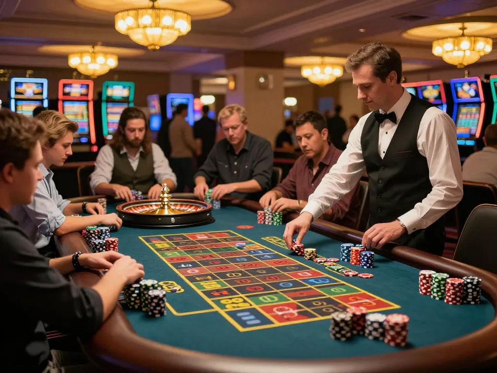 Players engaging in a thrilling roulette game at FC88 casino, placing bets with excitement.
