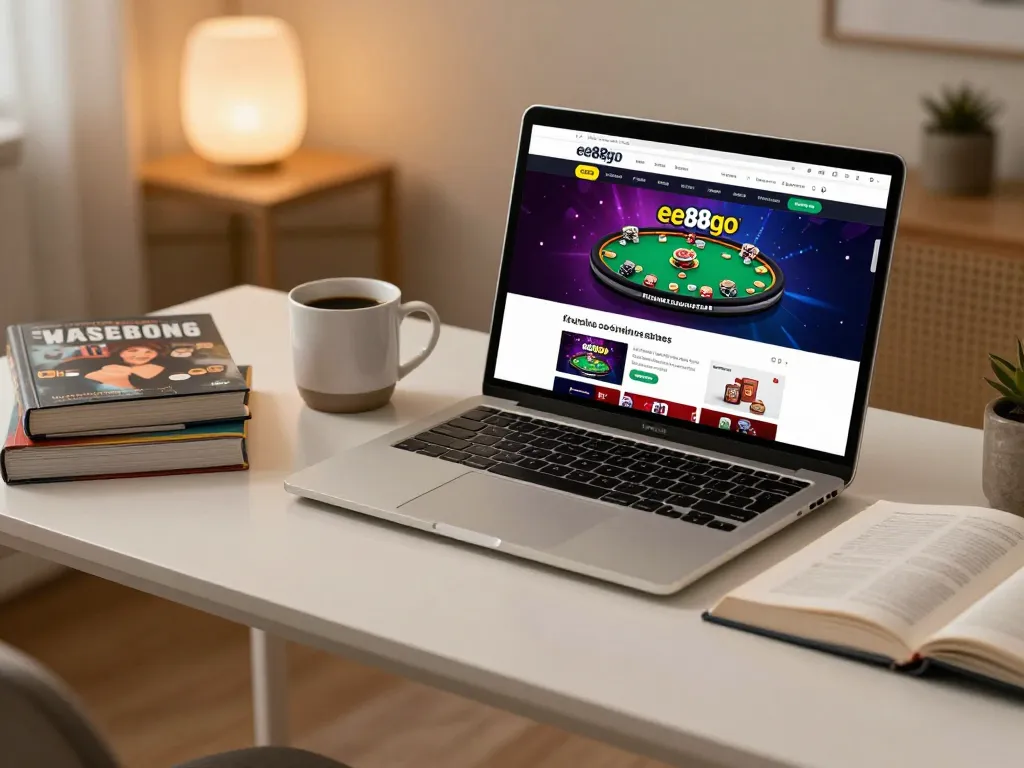 Experience online gaming at ee88go with a cozy home setup showcasing vibrant poker action and betting strategy.