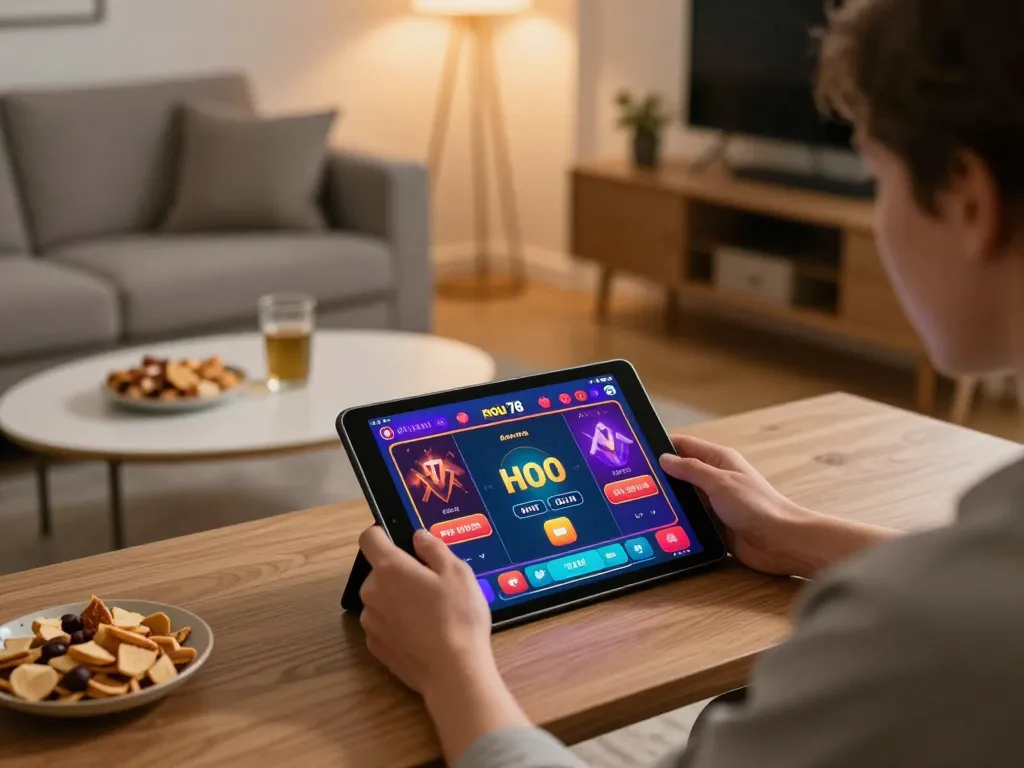 Engaging gameplay on nohu 78 casino app shows a player strategizing bets at home