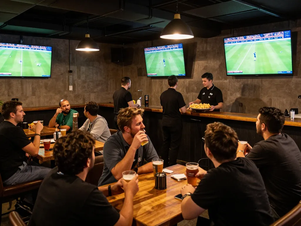 Fans engaging in bong da truc tiep while watching live football matches on multiple screens