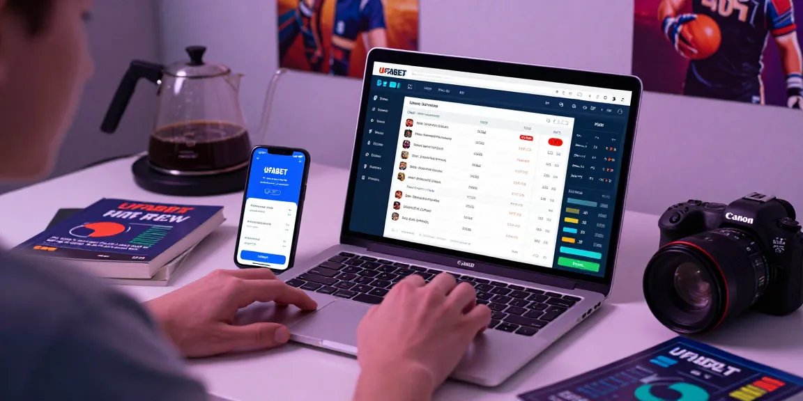User experiencing the excitement of ufabet sports betting through a modern online platform with live odds and sports data.