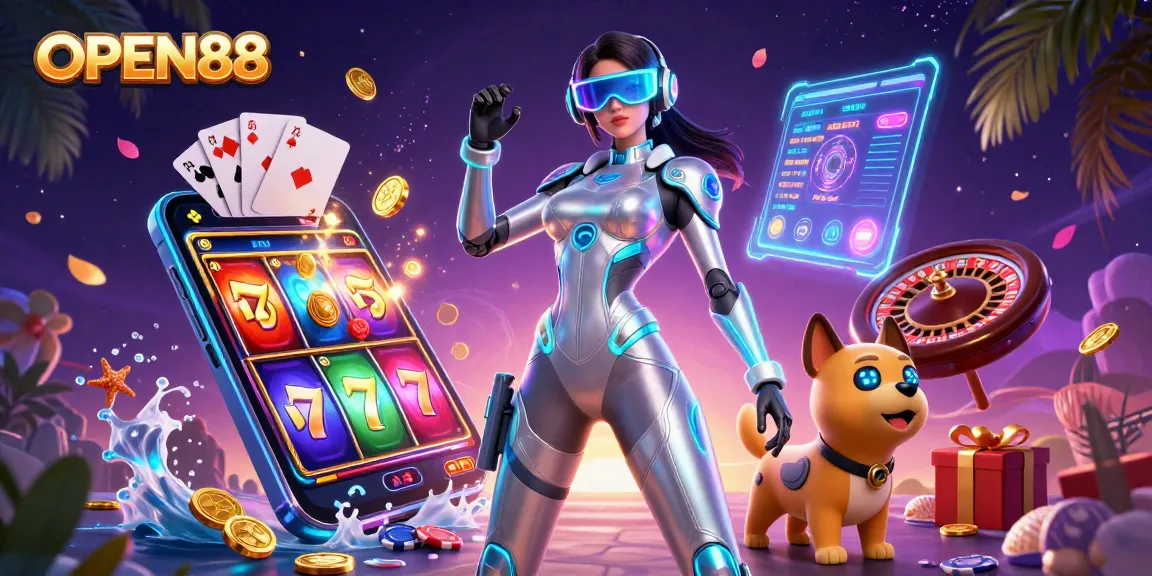 Engage in thrilling gameplay with OPEN88, featuring colorful slots and dynamic casino elements.