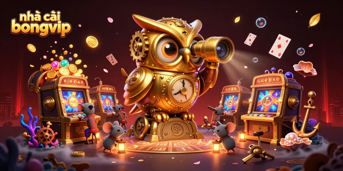 Engage with the vibrant scene showcasing nhà cái bongvip as patrons delight in golden treasures amidst dynamic casino elements.
