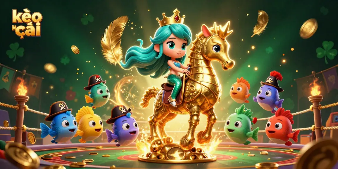 Engage with kèo nhà cái action through a vibrant 3D scene of mermaids and seahorses in a dynamic betting arena.