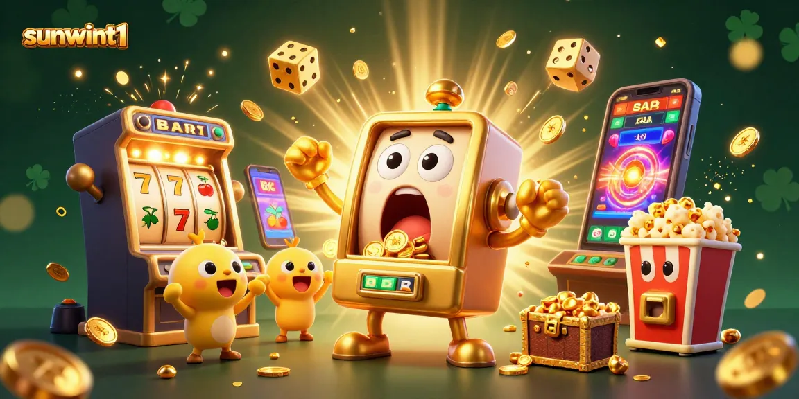 Spin the reels with sunwint1's golden slot machine, winning jackpots filled with coins and prizes.